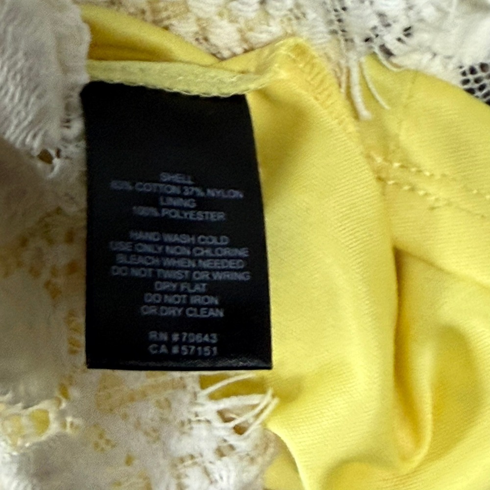 Jessica Howard Yellow White Lace Shift Dress Sleeveless Petite 10P - Picture 4 of 12